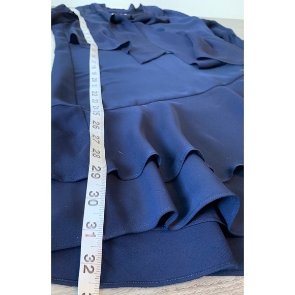 Parker Navy Kenji  Silk mix Ruffle V-neck Long Sleeves Dress Size XS - Picture 12 of 14